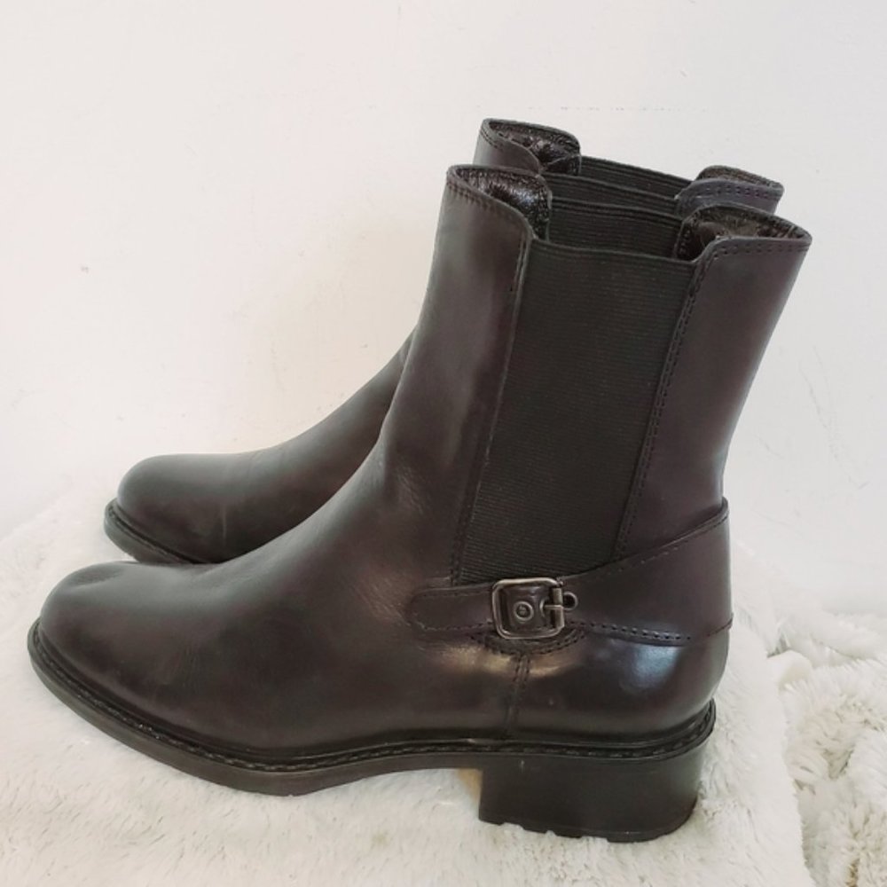 Aquatalia Black Leather Combat Motorcycle Boots 9